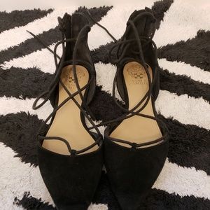 Black suede flats